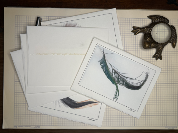 Vintage Feather Art Note Cards