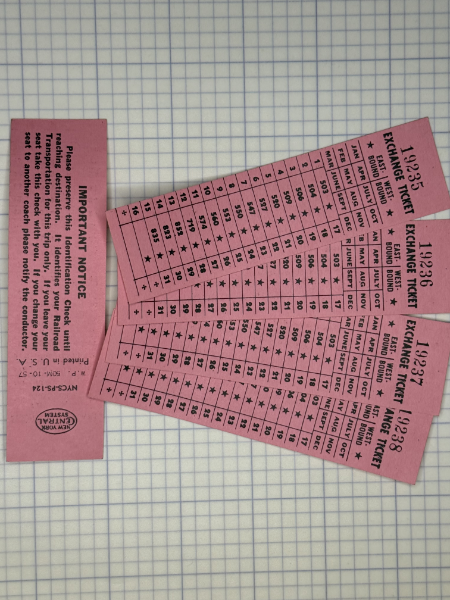 Vintage Unused Train Tickets Pink