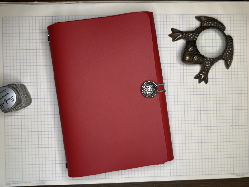 Red Leather A5 trifold Journal Cover with two inserts