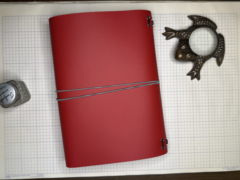 Red Leather Journal Cover with Gold Concho and 2 Inserts