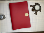 Red Leather Journal Cover with Gold Concho and 2 Inserts