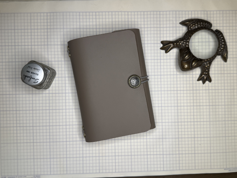 Taupe Leather A6 trifold journal with two inserts
