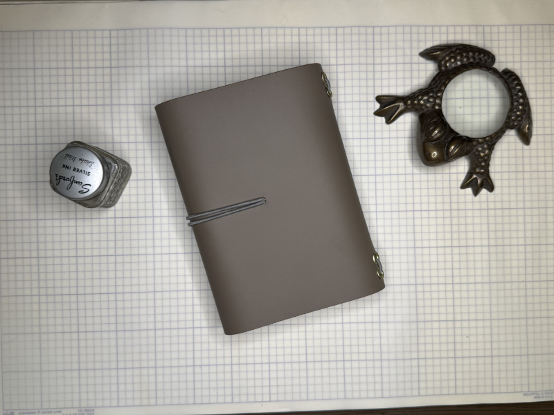 Taupe Leather A6 trifold journal with two inserts