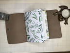 Taupe Leather A6 trifold journal with two inserts