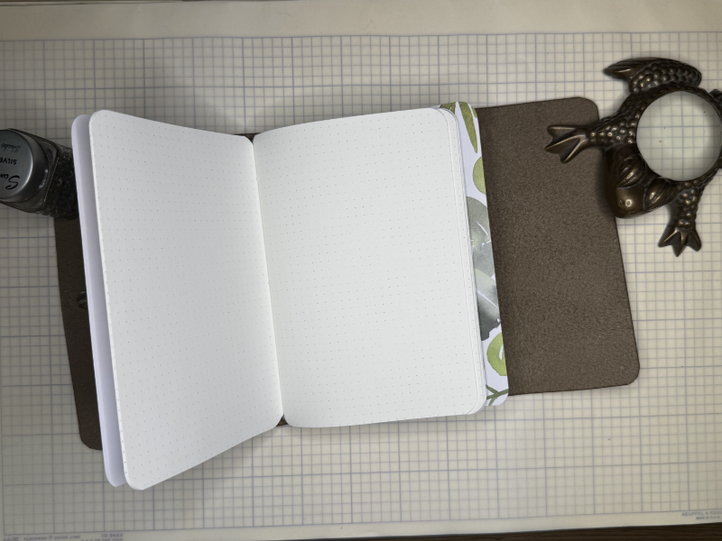 Taupe Leather A6 trifold journal with two inserts