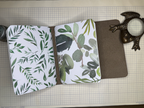 Taupe Leather A6 trifold journal with two inserts