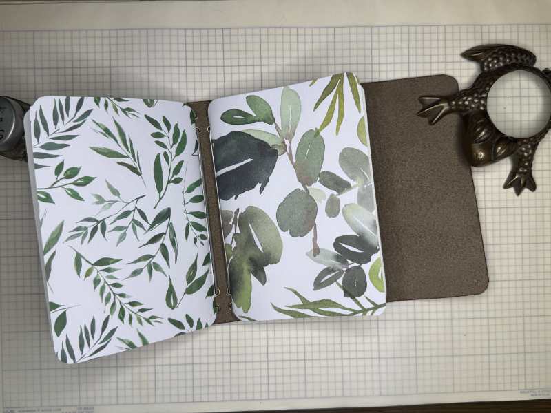 Taupe Leather A6 trifold journal with two inserts