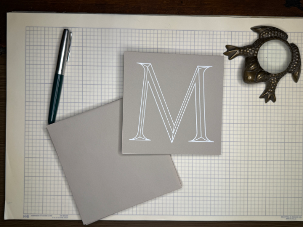 Letter M Monogram Note Cards