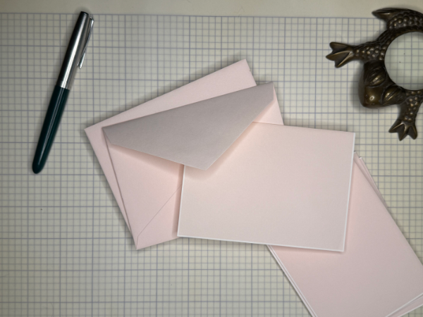 Blush pink Crane’s Kid Finish Note Cards—Blank